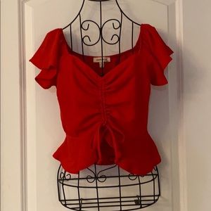 Red Sweetheart Neckline Crop Top